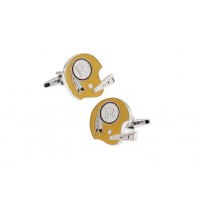 A type of rugby cufflink with yellow soft enamel process 
