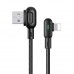 US-SJ455 U57 Lightning Dual Right-angle Cable With Colorful Light 1.2m