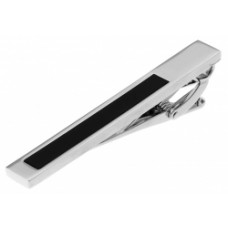 Stainless Steel and Black Enamel Clip Cufflink