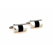 Black blocked Enamel and Curved Cufflink 